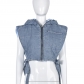 Denim cotton clip wash hooded sleeveless tooling short vest 9124TD