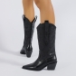 Thick Heel Medium Boots Medium Heel High Boots Women's Boots Large Size Denim Boots PL0601
