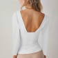 Fashion U-neck long sleeve sexy backless casual slim t-shirt X22TP607