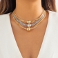 Exaggerated metal ball pendant necklace personality multi-layer box chain vintage necklace C5495