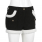 Corduroy plush pocket splicing stereoscopic shorts High waist lazy slim casual pants HGWLP31649