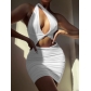 Sexy One Shoulder Irregular Short Dress Hollow out Hip Wrap Dress ZY22162