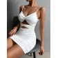 Strap Women's Dress Summer Hollow out V-neck Sexy Wrap Hip Dress Twisted Strip Dress ZY22258