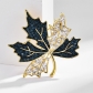 Fashionable vintage copper micro inlaid maple leaf brooch high-end designer corsage LXT0515