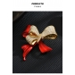 Light red oil dripping bow brooch micro inlaid with zircon exquisite simple brooch versatile pin LXT0606