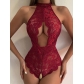 Sexy Lace Perspective Open Crotch Bodysuit YD1794