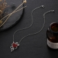 Heart shaped wing collarbone chain necklace female pendant small fox oil inlaid diamond lovely animal necklace sku6518
