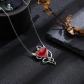 Heart shaped wing collarbone chain necklace female pendant small fox oil inlaid diamond lovely animal necklace sku6518