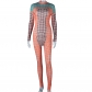 Stand Collar Long Sleeve Bodysuit High Waist Tight Leggings Fashion Bodysuit JP005373