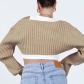 Long sleeve classic clean color versatile hot girl woolen blouse X22TP559