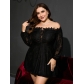 Sexy dress embroidered lace edge off shoulder skirt MC1102