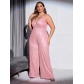 Large Women's Sleeveless Backless Solid Sequins Slim Fit Fashion Slim Jumpsuit MM2798