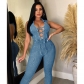 Lapel strap sexy chest tight-fitting hip jumpsuit fashion women's wear JY22536