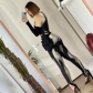 Printed round-neck sleeveless tank top high-waisted slim pants suit K22S23753