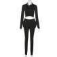 Women's solid color slim top high waist sports casual suit K22S24514