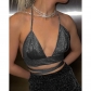 Sexy, shiny, deep V-neck, strapping, backless suspender, party versatile, hot girl top YL22477