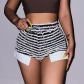 Texture stripe drawcord high waist super shorts sexy fashion hot girls casual casual casual pants YY