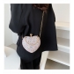 Sequin heart-shaped bag cute girl versatile portable messenger dinner bag CF352207
