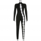 Round hollow tight sexy long-sleeved jumpsuit P31225