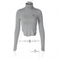 Half-high collar long-sleeved waistband tight-fitting underwear top T2C11254R