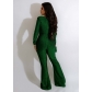Fashion casual V-neck micro flare jumpsuit YD1169