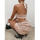 Women's suspender dress hollowed-out neck pleated buttock skirt ZY22273