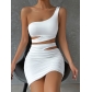 One-shoulder skirt cut-out sexy hip skirt two-piece set ZY22276