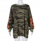 Camouflage glue sexy hollowed-out long-sleeved top for women 7509TG