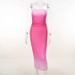 Fishtail long skirt sexy slimming buttock shrink pleated gradient bra dress WY22036