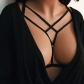 Sexy top hollowed-out solid color elastic band tie neck women's fashion bra YD1591