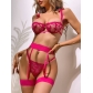 Lace embroidery girl mesh perspective sexy sexy sexy lingerie three-piece set S21634I
