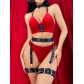 Sexy breasted cut-out Christmas underwear Valentine's Day fun three-piece set S24633J