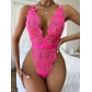 See-through lace flower mesh stitching gathers slim women's sexy one-piece clothes P16775B