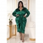 Fashion large women's reflective silk pleated shirt dress AP7059