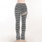 Sexy high-waisted buttock lifting stripe hollow tight slim casual pants fashion pants YL22420