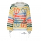 Rainbow contrast striped sweater Women's loose pullover sweater T2A10565W
