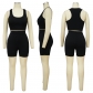 Casual sports two-piece U-neck sleeveless shorts set K10394
