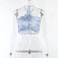 Three-dimensional flower hanging neck Spicy girl exposed navel top temperament slim versatile vest YL22501