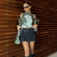 Women's fashion personality trendy stripe 3D printing sleeveless slim casual vest K22L24799