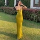 Solid color sexy suspender strapless backless dress high waist dress D2C11478W