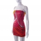 Fashion Stripe Print Off Shoulder Casual Wrap Hip Dress L22DS197