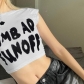 Women's letter printing short exposed navel casual simple fashion slim short sleeve top LQWKT31621