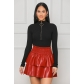 Fashion sexy PU leather pleated double-layer puffy skirt DN8695