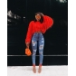 Women's autumn and winter sweater coat fashion handmade tassel knitted pullover sweater Z052
