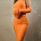 Women's temperament Solid color neck hanging slim medium length sleeve split dress D2A10752G