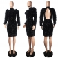 Fashion buttock cut-out long-sleeved feather nightclub sequin slimming fashion celebrity dress YM9303