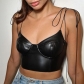 PU bra suspender vest fashion sexy shape wrap chest top T2C11325A