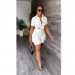 Shirt short sleeve shorts solid color two-piece set FA8328