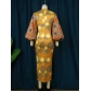 Polka dot round neck dress casual commuting printed lantern sleeve one-step skirt AM221131
