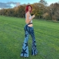 Women's new high-waisted fashion print street photo slim slim micro flare casual pants K22P24359